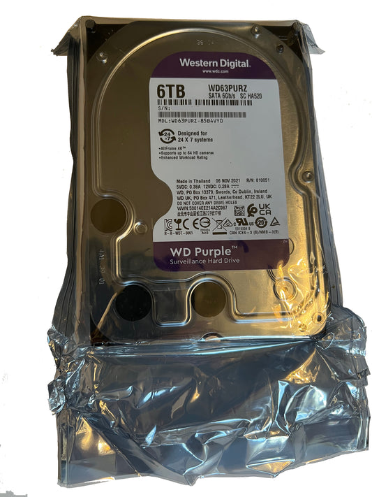 New WD63PURZ 6TB Western Digital Surveillance 6Gbps SATA/buffer: 256 MB Cache
