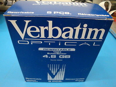 Verbatim 92842 MO Media 4.8GB RW Qty 5 *NEW*   1024 b/s  EDM-4800C EDM-4800C - Micro Technologies (yourdrives.com)