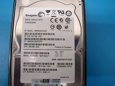 QTY 6 HP 507749-001 MM0500EANCR 500GB 2.5 SATA  with SFF Tray 508035-001 - Micro Technologies (yourdrives.com)