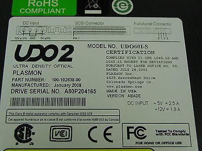 Plasmon UDO60 Internal SCSI 60GB UDO2 Drive 100-102638-00 UDO60I-S - Micro Technologies (yourdrives.com)