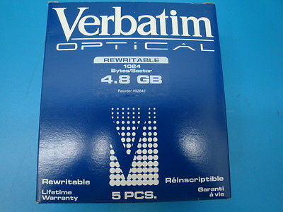 Verbatim 92842 MO Media 4.8GB RW Qty 5 *NEW*   1024 b/s  EDM-4800C EDM-4800C - Micro Technologies (yourdrives.com)