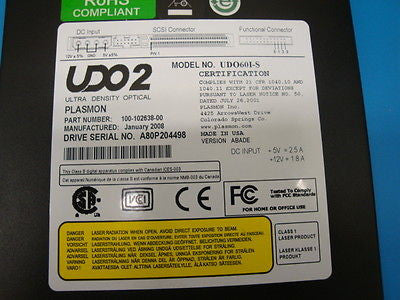 Plasmon UDO60 Internal SCSI 60GB UDO2 Drive 100-102638-00 UDO60I-S - Micro Technologies (yourdrives.com)