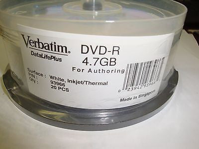 Verbatim 93966 DataLifePlus 4.7GB DVD-R Authoring Ink New 20 Pack - Micro Technologies (yourdrives.com)