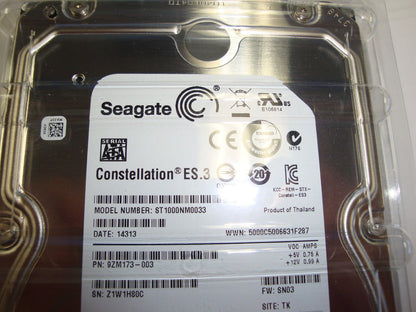 QTY 2 NEW Seagate ST1000NM0033 SN03 Firmware  ES.3 1TB  SATA 6Gb/s  9ZM173-003 - Micro Technologies (yourdrives.com)