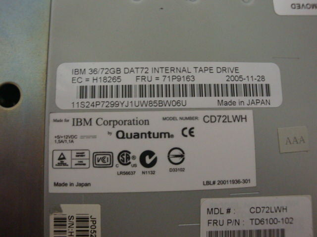 IBM 71P9163 Internal DAT72  DDS5 Tape Drive 5.25" Bezel - Micro Technologies (yourdrives.com)