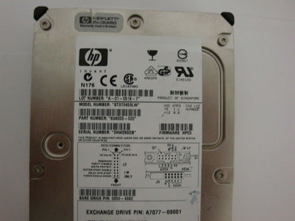 HP A7077-69001 73GB SCSI HDD  FW: HPC5 15K RPM   9U8005-022  ST373453LW - Micro Technologies (yourdrives.com)