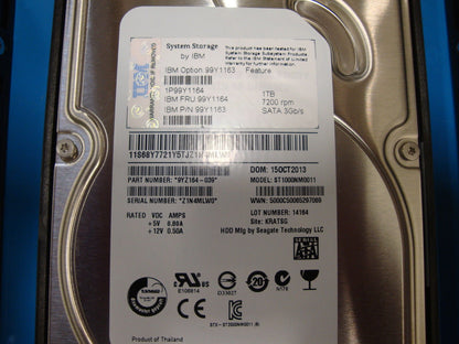 IBM 99Y1163 In Tray FRU 99Y1164 Seagate ST1000NM0011 1TB 3.5" 3Gb SATA 7200 RPM - Micro Technologies (yourdrives.com)