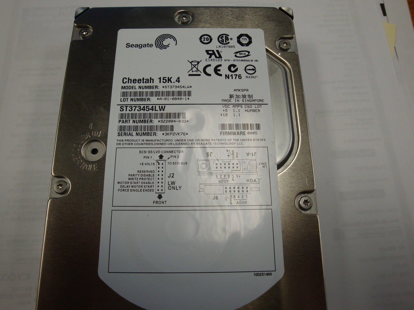 Seagate ST373454LW 15K RPM 73GB FW: 0005 Hard Drive  U320 - Micro Technologies (yourdrives.com)