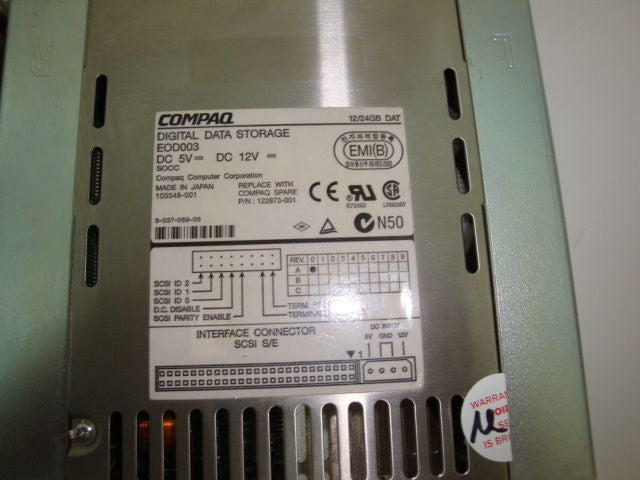 COMPAQ 122873-001 DDS3 SCSI DAT Dr 12/24GB Int 5.25" Completely Recertifed - Micro Technologies (yourdrives.com)