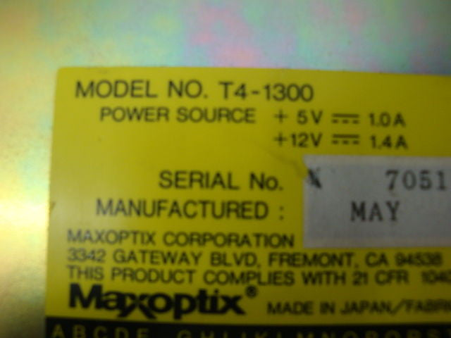 Maxoptix T4-1300  MO Drive 1.3GB SCSI - Micro Technologies (yourdrives.com)