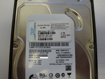 IBM 99Y1163 In Tray FRU 99Y1164 Seagate ST1000NM0011 1TB 3.5" 3Gb SATA 7200 RPM - Micro Technologies (yourdrives.com)