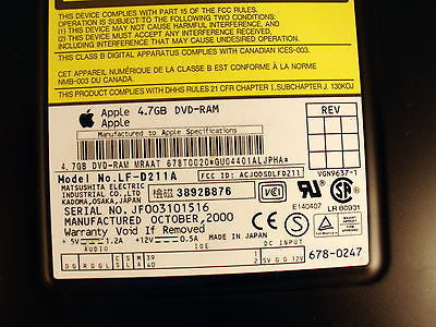 Apple Panasonic Matsushita LF-D211A  DVD-RAM DVD Burner - Micro Technologies (yourdrives.com)